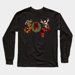 Christmas Joy Dwarf Stocking Wirehaired Pointing Griffon Long Sleeve T-Shirt